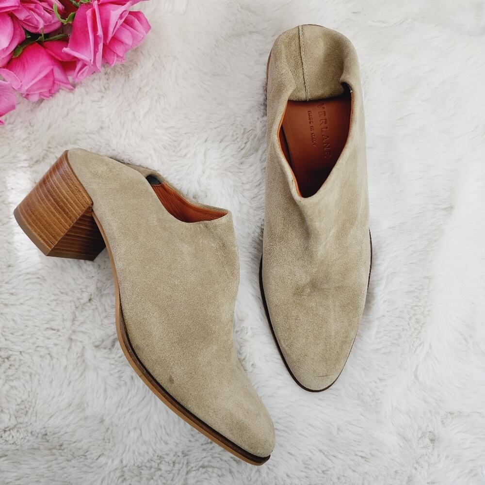Everlane Italian Suede Convertible Mule Ankle Boots Tan Brown Size 10.5 NWT $198